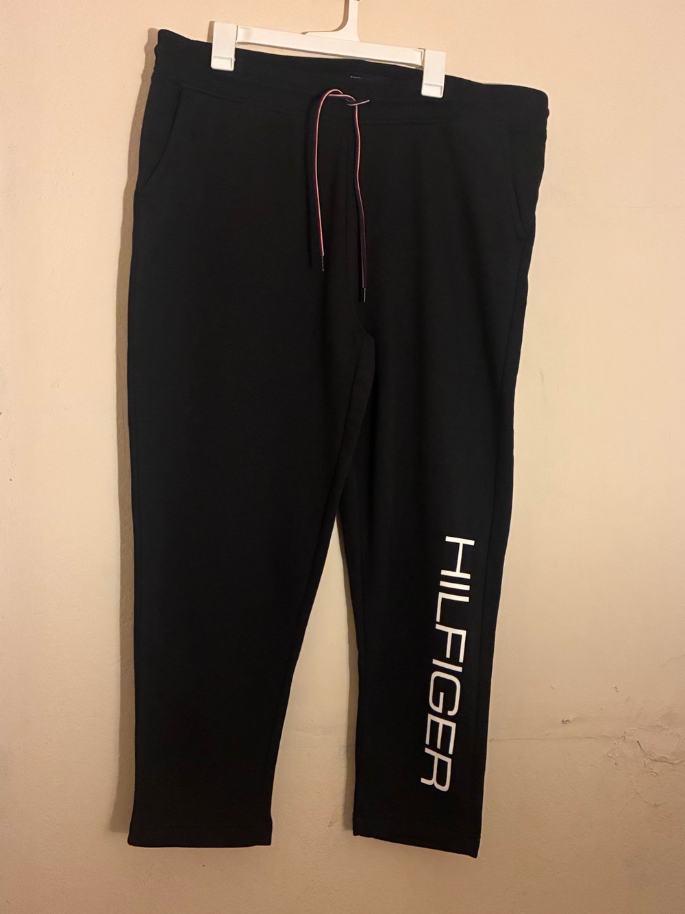 Tommy Hilfiger Black Joggers with White Hilfiger Leg Logo